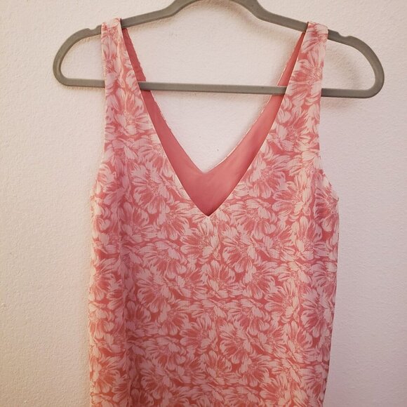 Charles Henry V Neck Pink Floral Printed Flutter HemDress Size 4-5/Small EUC - Picture 6 of 8